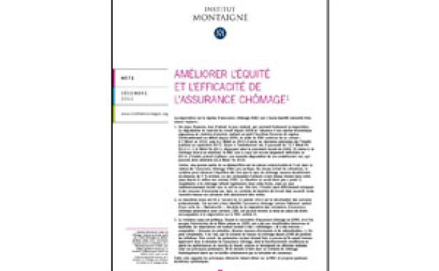 Comment améliorer l’équité et l’efficacité de l’assurance chômage ? Nouvelle Note